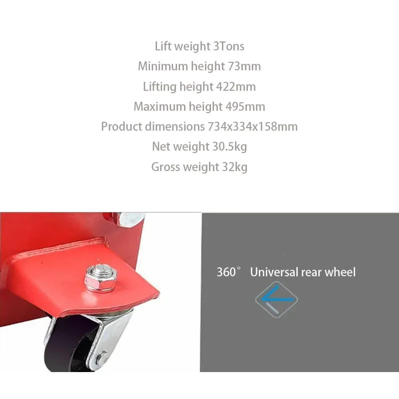 3 ton low profile floor jack double pump hydraulic floor jack