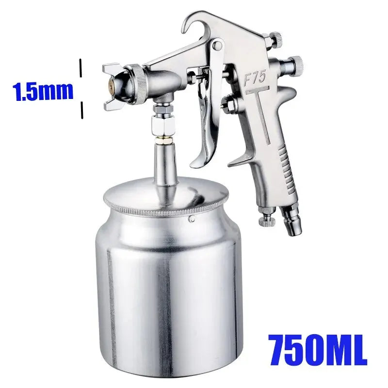 Spray Gun 1.5mm Nozzle with Cup Silver Handle Adjustable