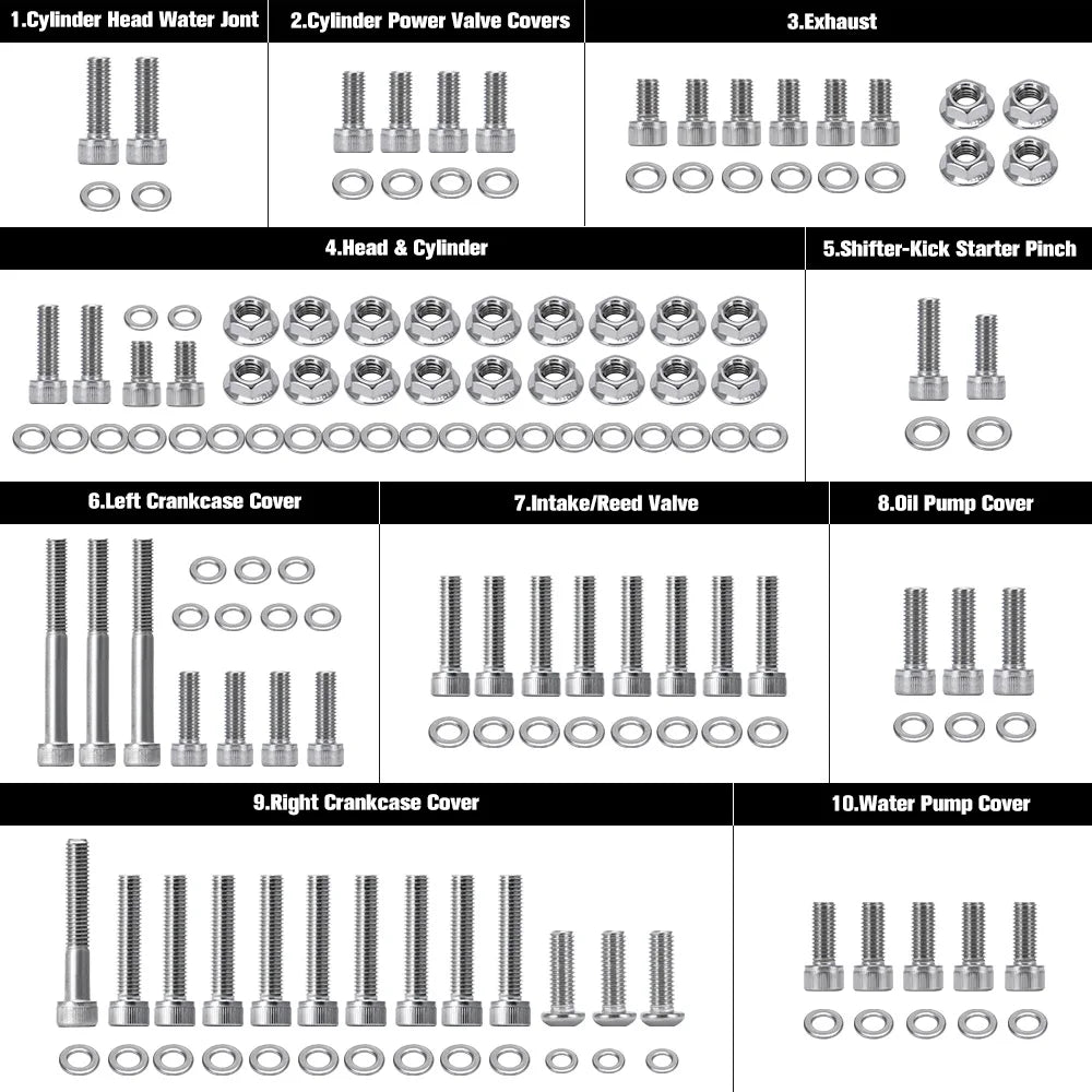 151Pcs Polished Engine Bolt Screw Set