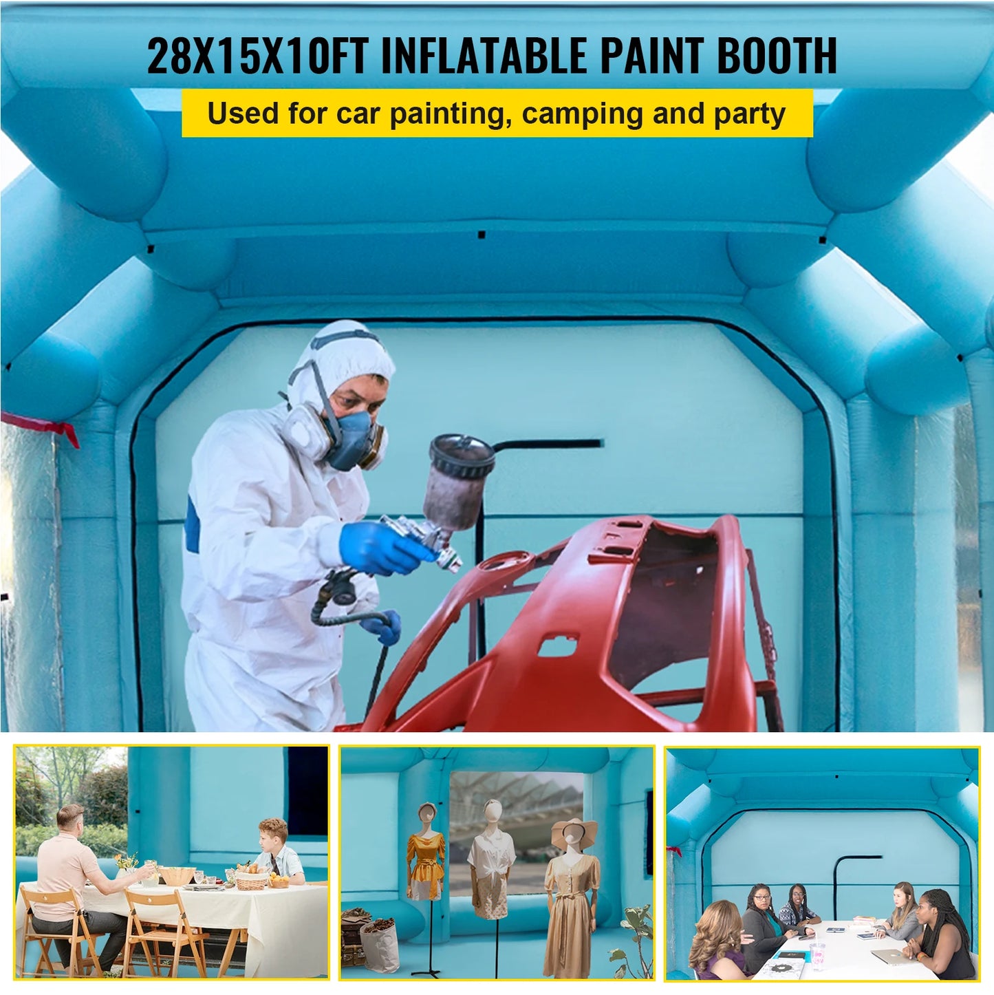 Inflatable Paint Booth 8.5x4.6x3 m Carport Car Spray Tent W/ 2 Blowers