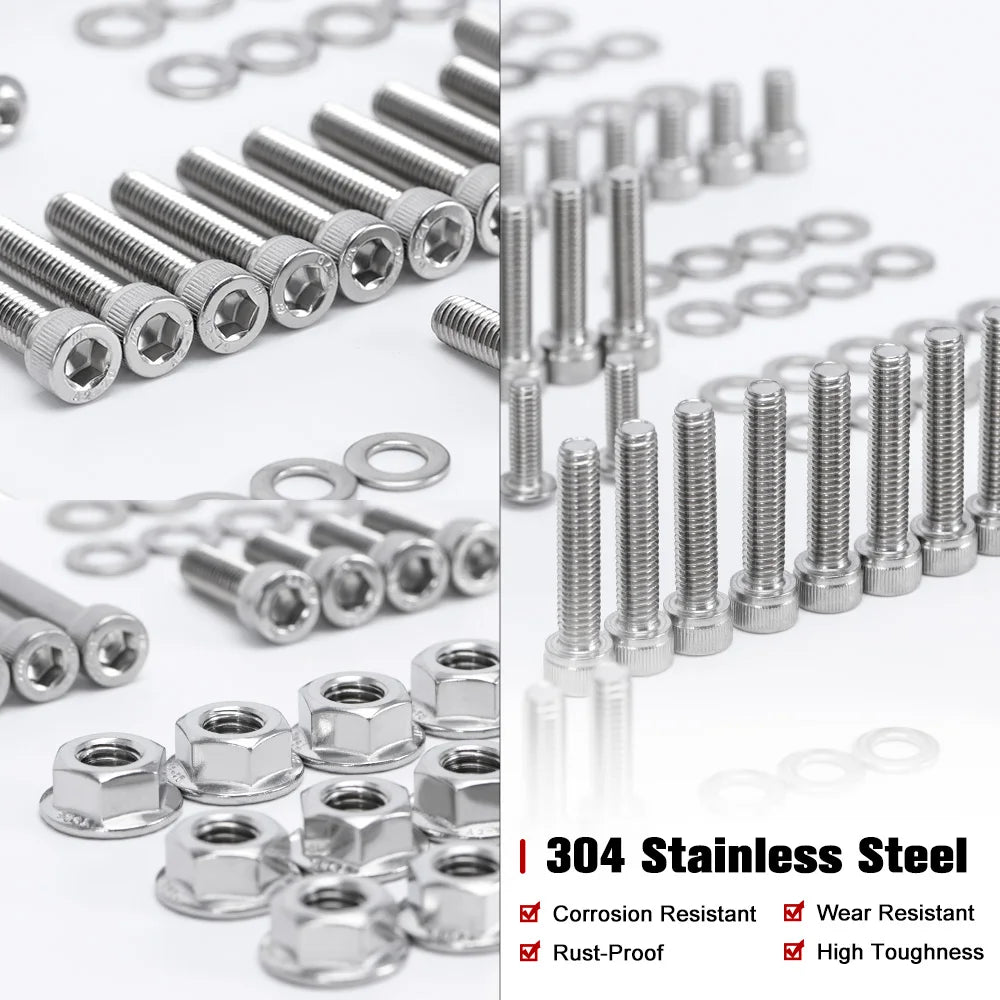 151Pcs Polished Engine Bolt Screw Set
