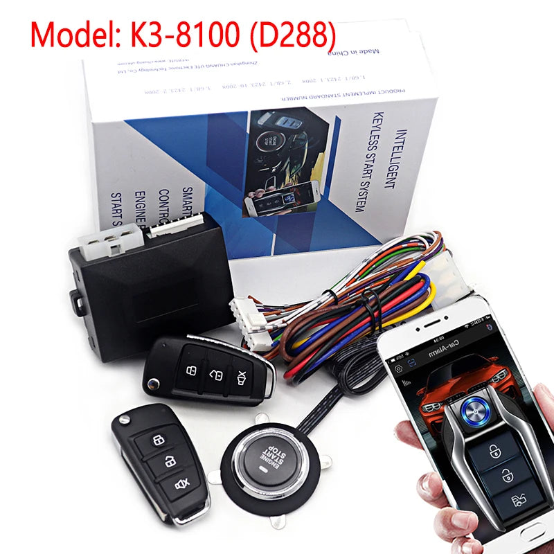 Car Alarm With Autostart Push One Button Auto Start Stop Keyless Entry System