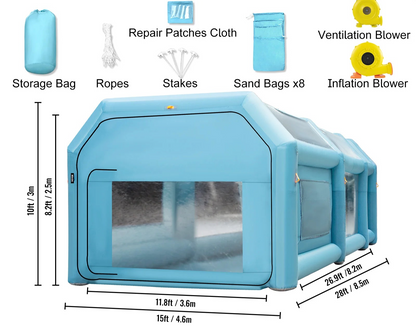 Inflatable Paint Booth 8.5x4.6x3 m Carport Car Spray Tent W/ 2 Blowers
