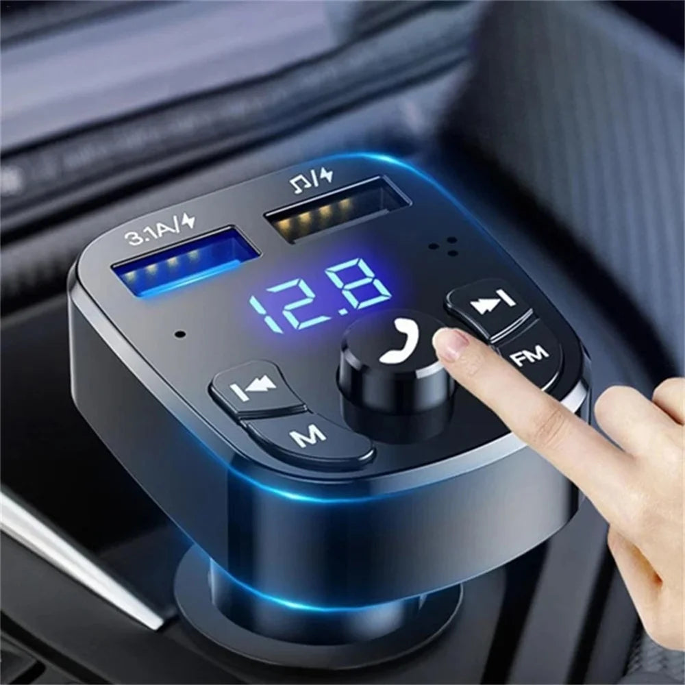 Wireless Bluetooth 5.0 Noise Reduction Audio Receiver Car Kit Hands free Dual USB Fast Charger