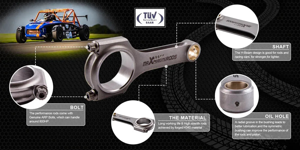 Racing 4340 EN24 Connecting Rods ARP Bolts For Citroen Saxo