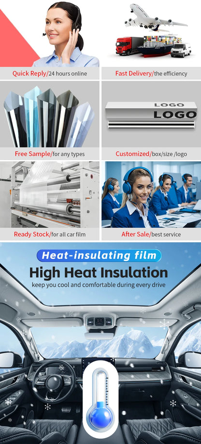 Car Window Tint Film PET 42% IR Block 60% VLT 99% UV Protection Glare Reduction