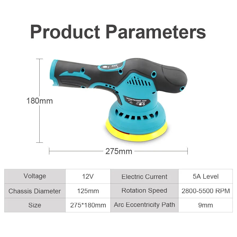 12V Cordless Polisher 8 Gears 380W