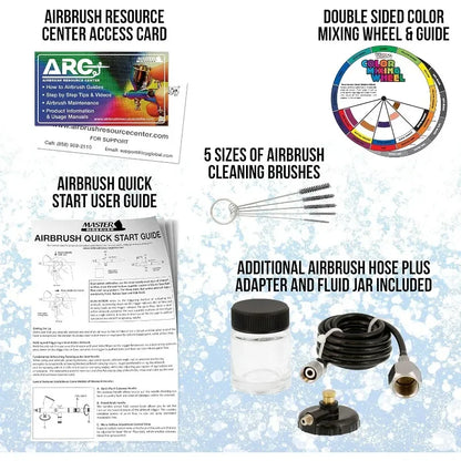 Dual Fan Air Compressor Professional Airbrushing System Kit with 3 gravity Airbrushes
