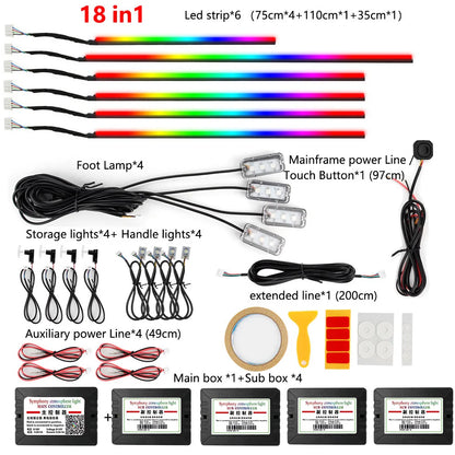 22in1 Symphony Car Ambient Light RGB 213 Color Universal Car Interior led strip