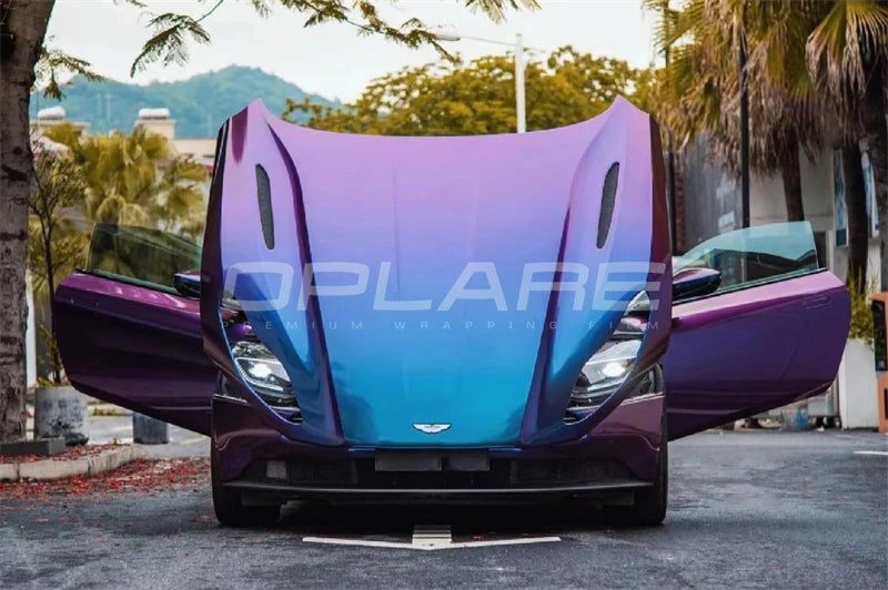 Spectral Blue chameleon vinyl wrap film (PET liner) quality Warranty