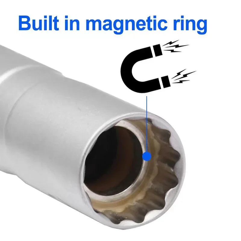 Spark Plug Socket Wrench Adapter 14mm16mm Set Universal Joint with Magnetic Flexible Socket Thin Wall 3/8"