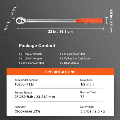 Torque Wrench Set Drive Click Torque Wrench Dual-Direction Adjustable