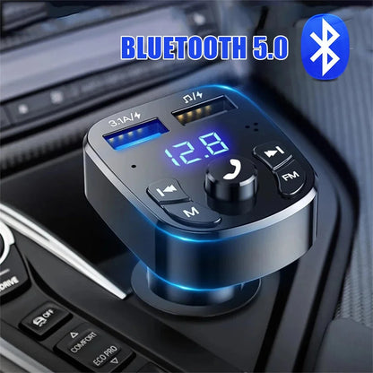 Wireless Bluetooth 5.0 Noise Reduction Audio Receiver Car Kit Hands free Dual USB Fast Charger