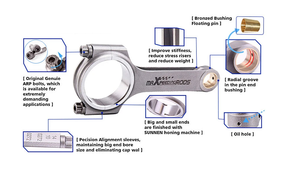 Racing 4340 EN24 Connecting Rods ARP Bolts For Citroen Saxo
