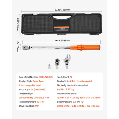 Torque Wrench Set Drive Click Torque Wrench Dual-Direction Adjustable