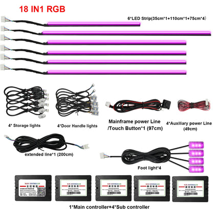 22in1 Symphony Car Ambient Light RGB 213 Color Universal Car Interior led strip