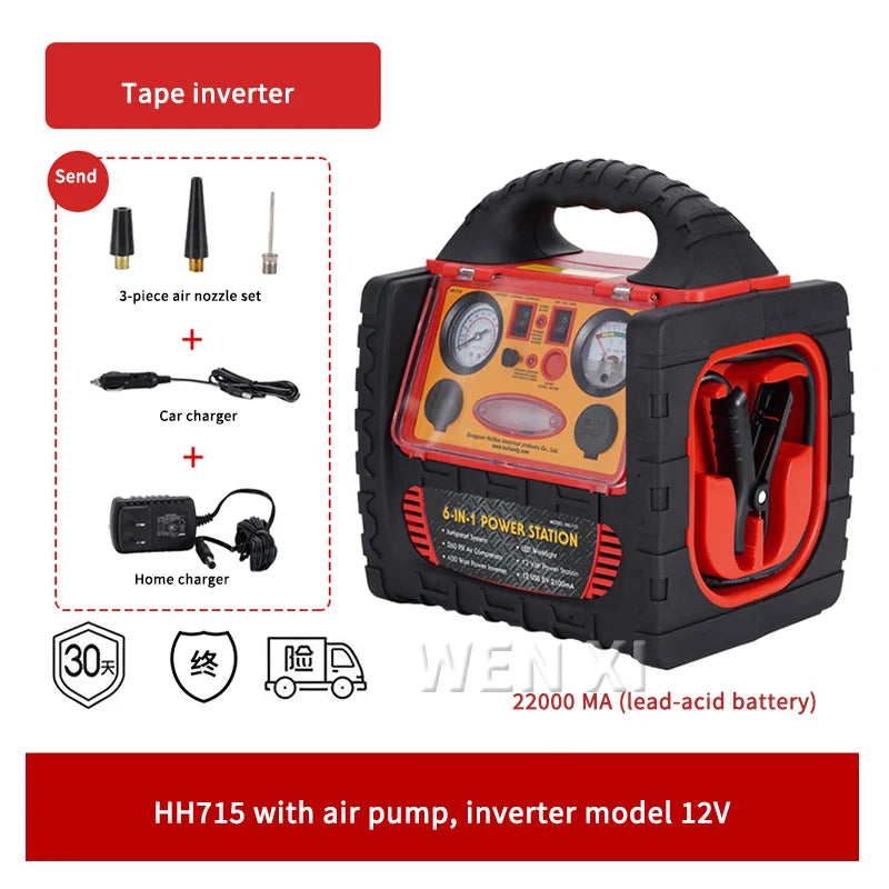 12/24V 22KMAH Portable Jump Starter With 260 PSI Tire Inflator/Air Compressor 400W