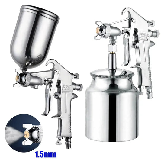Spray Gun 1.5mm Nozzle with Cup Silver Handle Adjustable