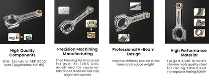 Racing 4340 EN24 Connecting Rods ARP Bolts For Citroen Saxo