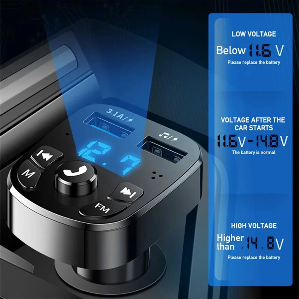 Wireless Bluetooth 5.0 Noise Reduction Audio Receiver Car Kit Hands free Dual USB Fast Charger