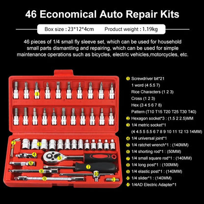 46pcs Car Repair Tool Kit  Socket Set