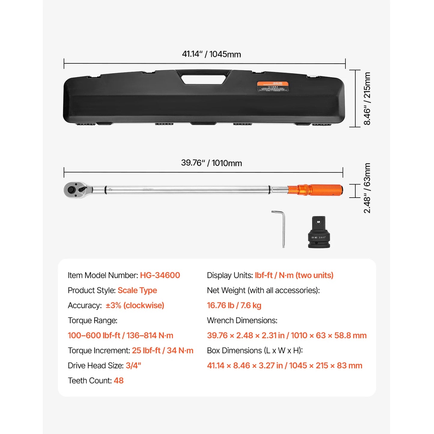 Torque Wrench Set Drive Click Torque Wrench Dual-Direction Adjustable