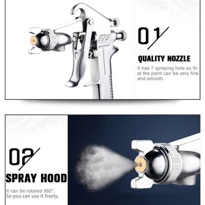 Spray Gun 1.5mm Nozzle with Cup Silver Handle Adjustable