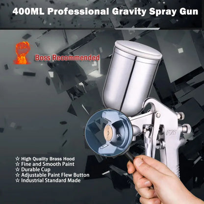 Spray Gun 1.5mm Nozzle with Cup Silver Handle Adjustable