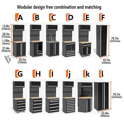 Heavy-Duty Garage Tool Cabinet with Drawers 600KG Capacity
