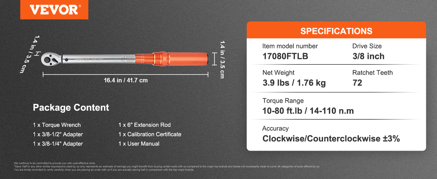 Torque Wrench Set Drive Click Torque Wrench Dual-Direction Adjustable