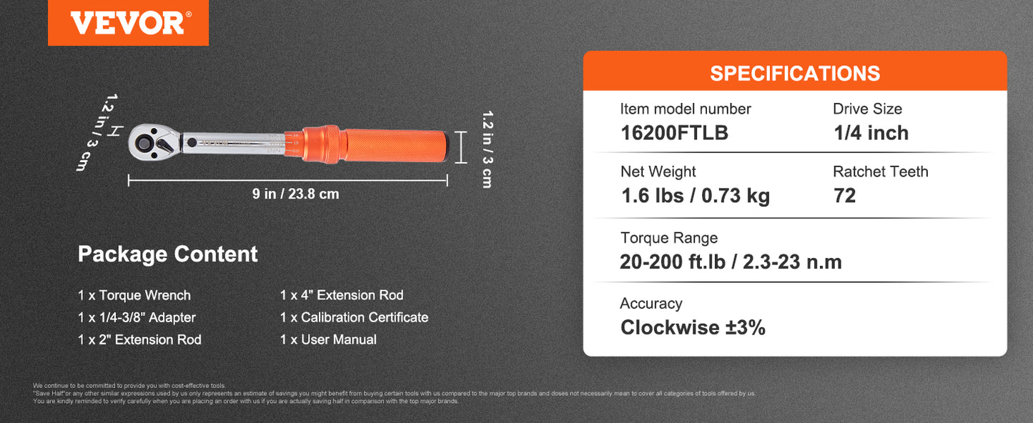 Torque Wrench Set Drive Click Torque Wrench Dual-Direction Adjustable