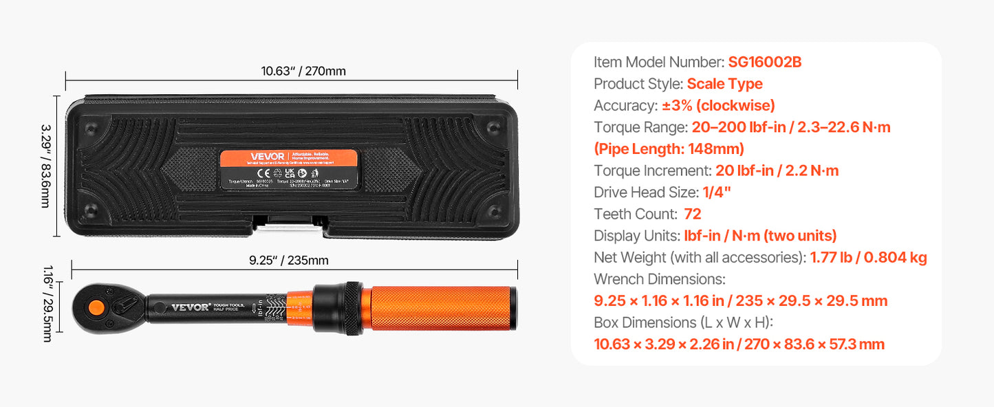 Torque Wrench Set Drive Click Torque Wrench Dual-Direction Adjustable