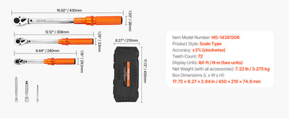 Torque Wrench Set Drive Click Torque Wrench Dual-Direction Adjustable