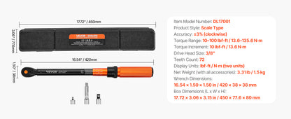 Torque Wrench Set Drive Click Torque Wrench Dual-Direction Adjustable