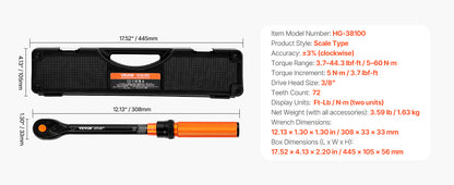 Torque Wrench Set Drive Click Torque Wrench Dual-Direction Adjustable