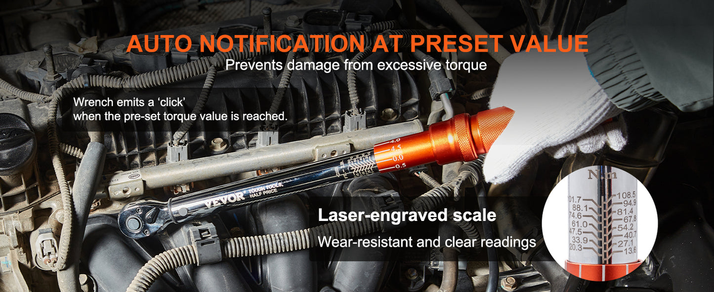 Torque Wrench Set Drive Click Torque Wrench Dual-Direction Adjustable